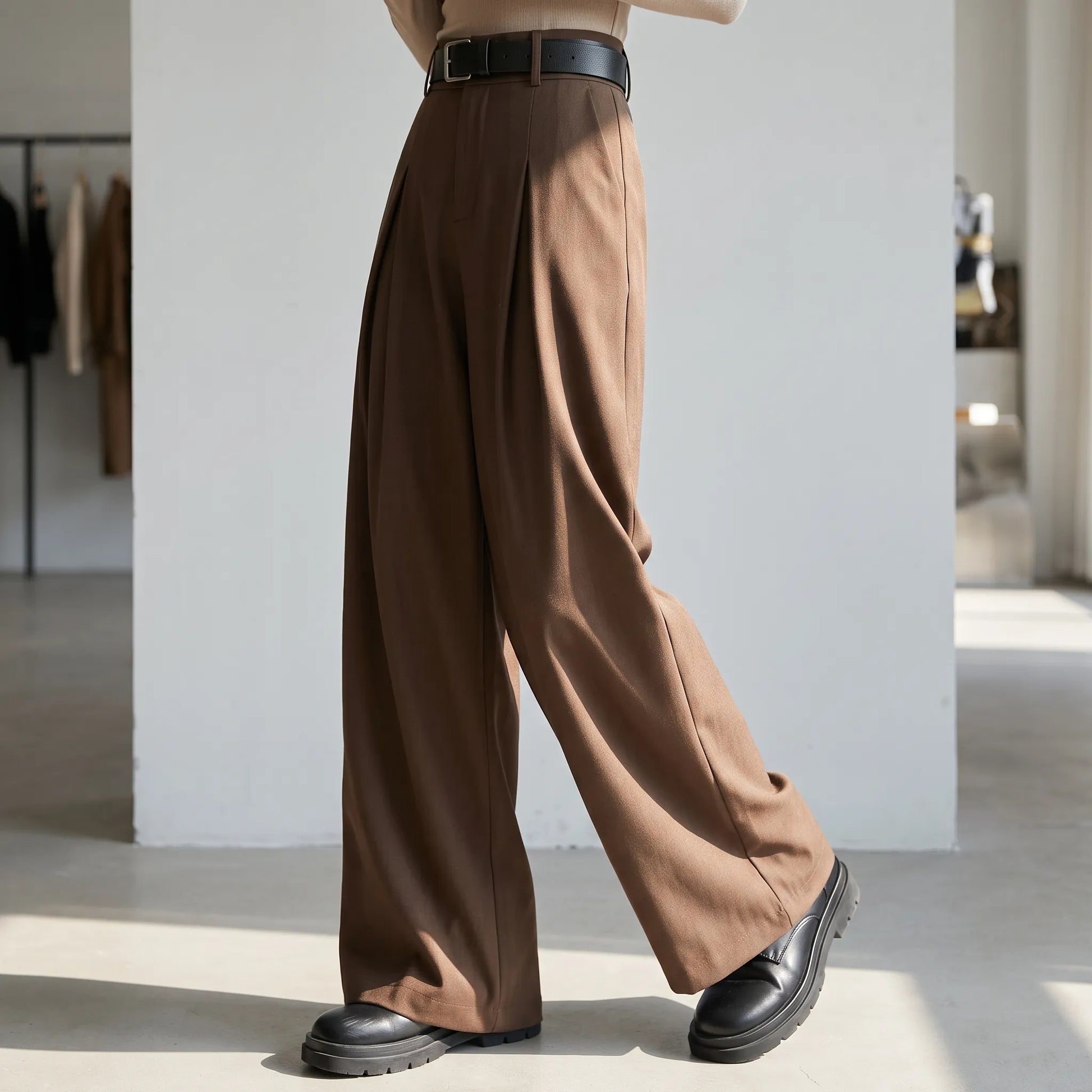 High Waist Wide Leg Trouser Pants