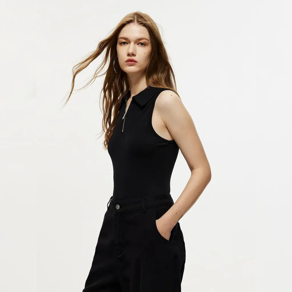 Zipped Polo Bodysuit