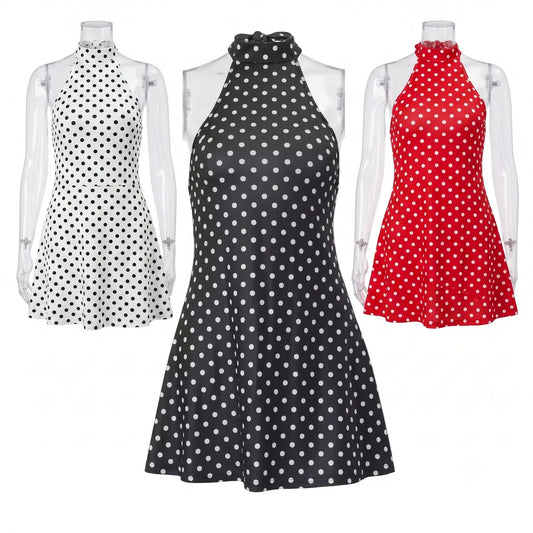 Midnight Dot Halter Dress