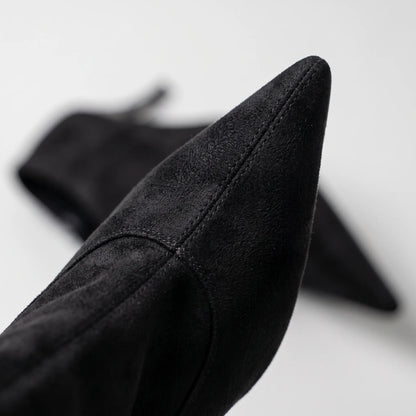 Pointed Toe Knee High Heeled Boots