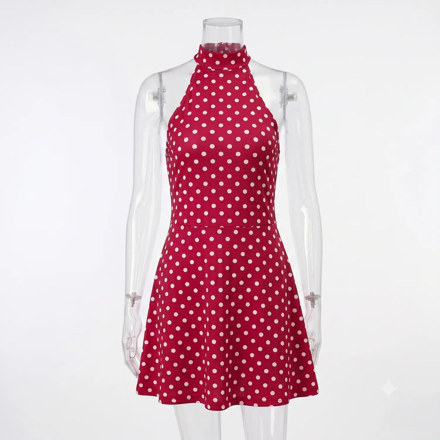 Midnight Dot Halter Dress