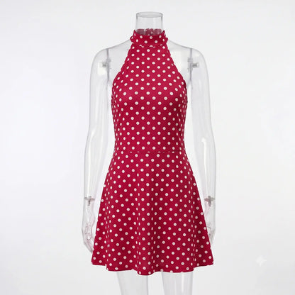 Midnight Dot Halter Dress