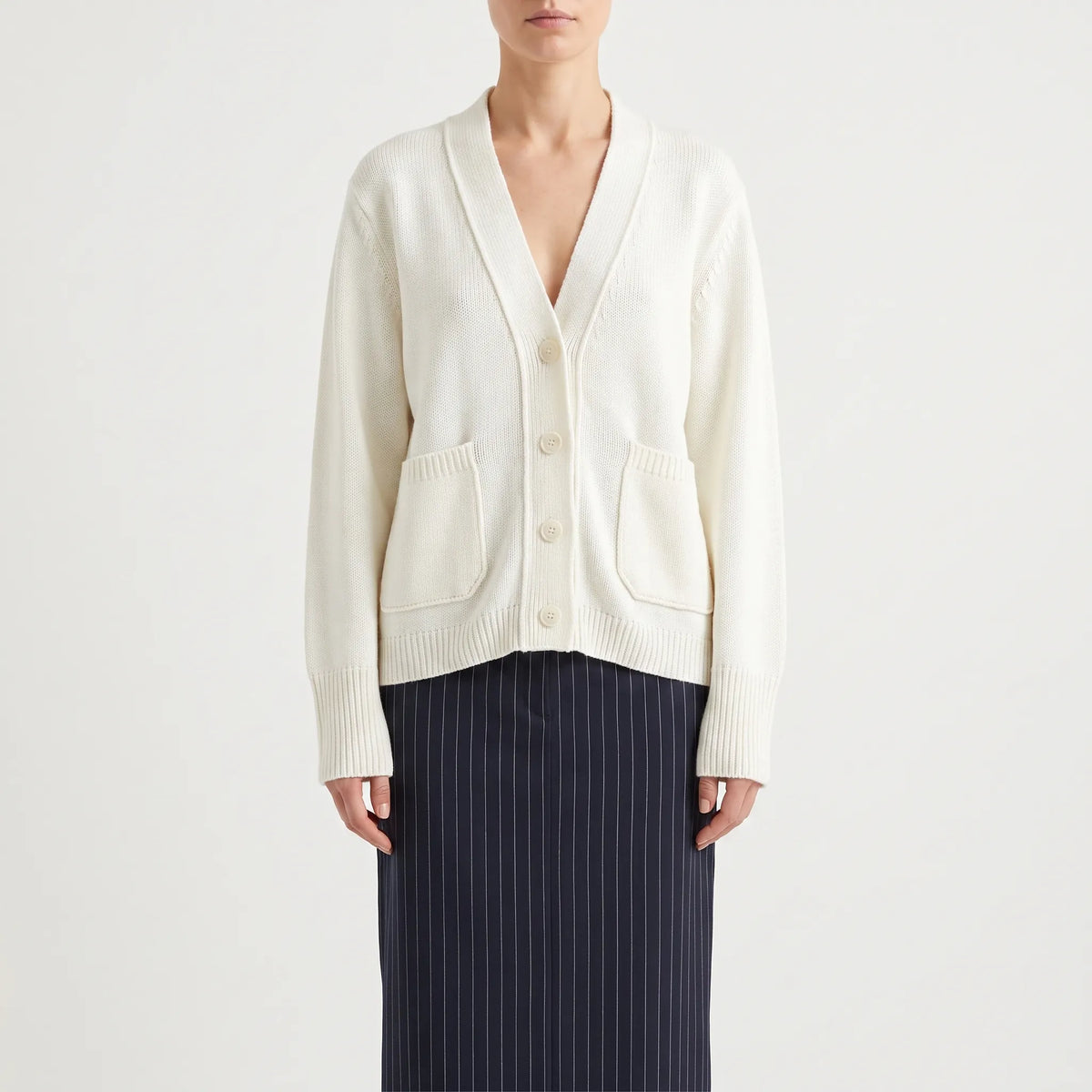 Relaxed Button-Down Cardigan Sweater