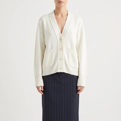 Relaxed Button-Down Cardigan Sweater