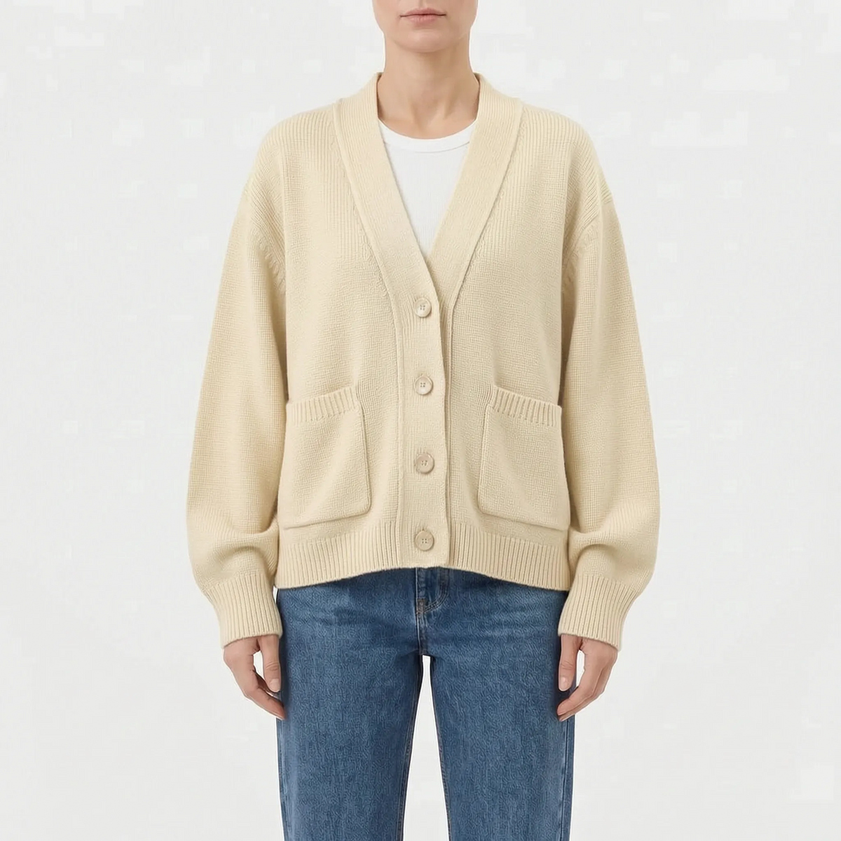 Relaxed Button-Down Cardigan Sweater