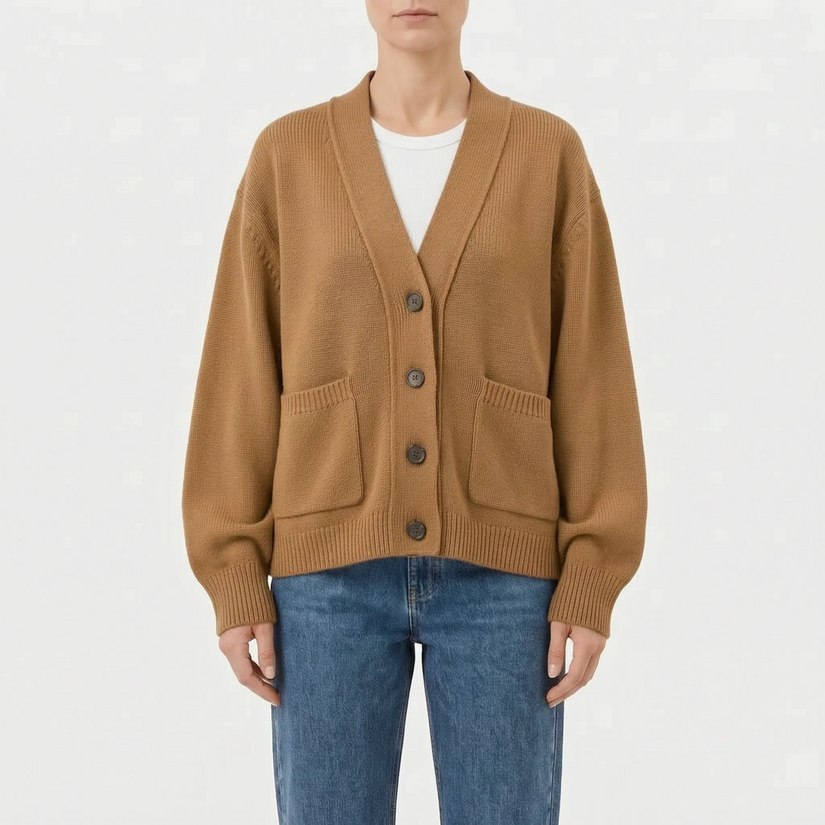 Relaxed Button-Down Cardigan Sweater