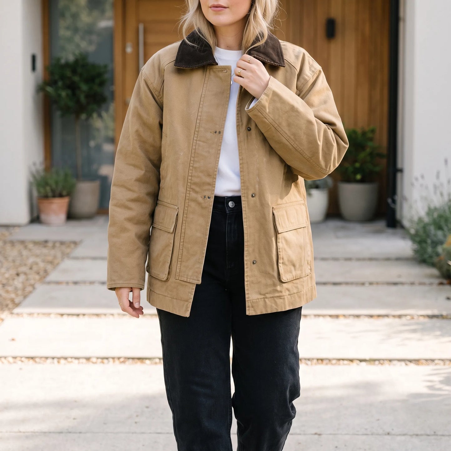 Relaxed Fit Casual Women's Camel Jacket