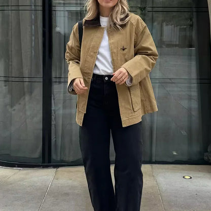 Relaxed Fit Casual Women's Camel Jacket