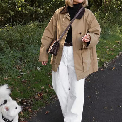 Relaxed Fit Casual Women's Camel Jacket