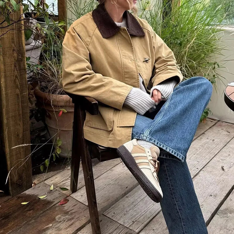 Relaxed Fit Casual Women's Camel Jacket