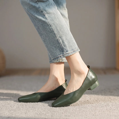 Retro Slip-On Low Heel Flats