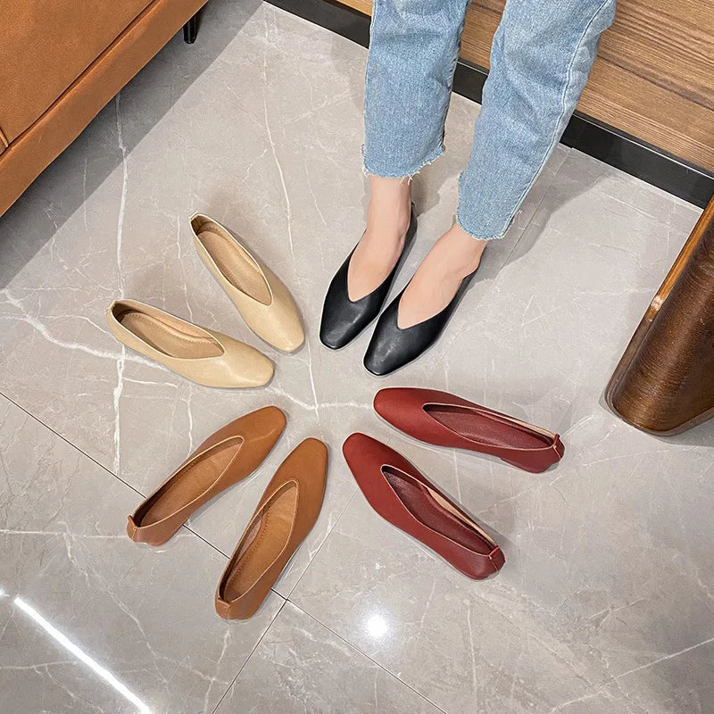 Retro Slip-On Low Heel Flats