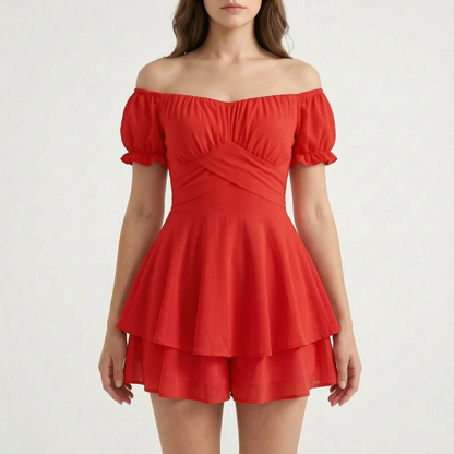 Romperly - Off-Shoulder Short Ruffle Romper