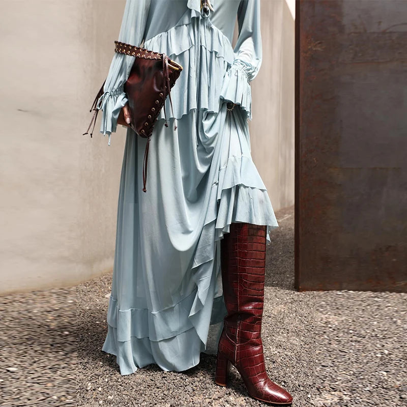 Sky Ruffle Maxi