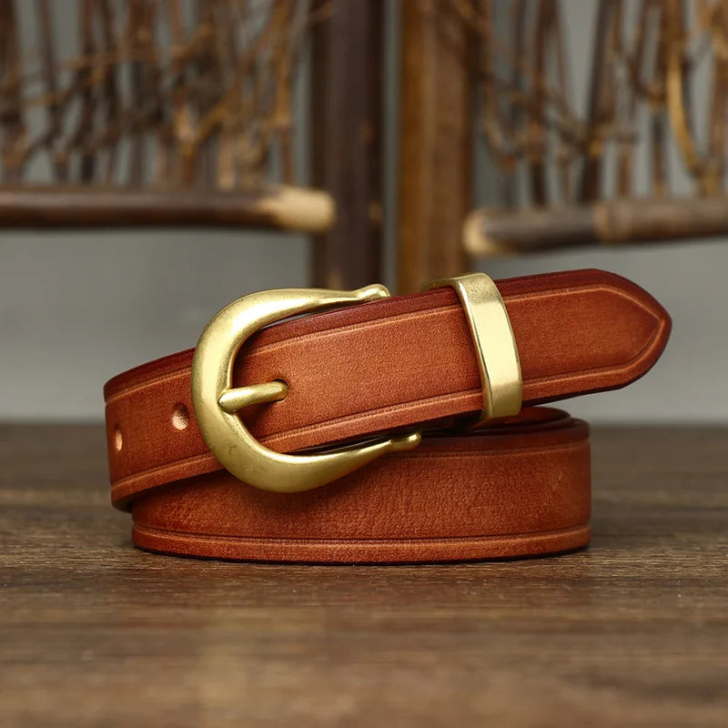 Brass Pin Leather Belt
