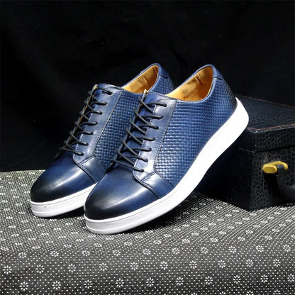 Woven Cap Leather Sneaker