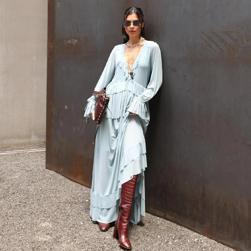 Sky Ruffle Maxi