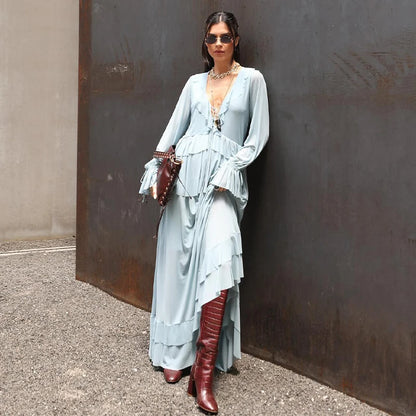 Sky Ruffle Maxi