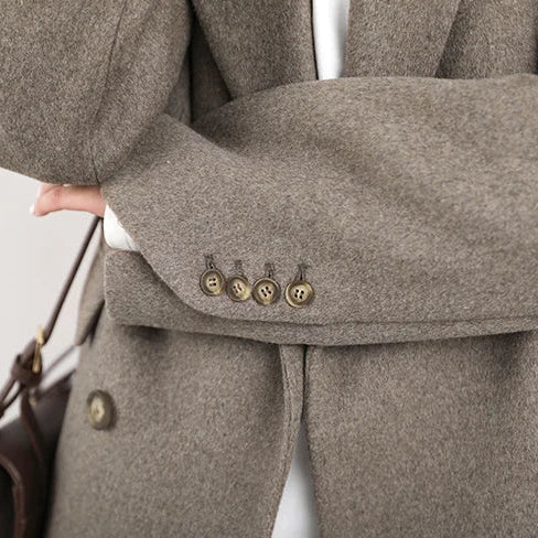 Wool-Blend Double-Breasted Blazer Coat