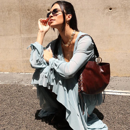 Sky Ruffle Maxi