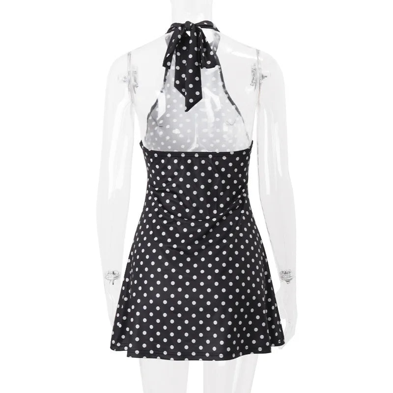 Midnight Dot Halter Dress