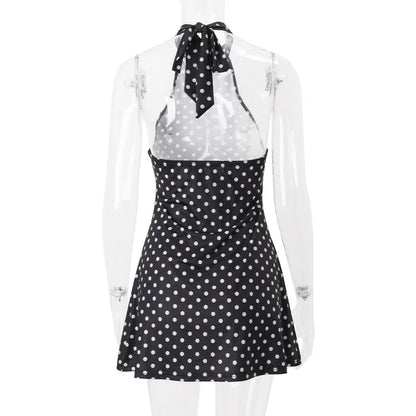 Midnight Dot Halter Dress