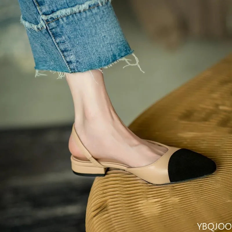 Noir-Cap Slingback Heels