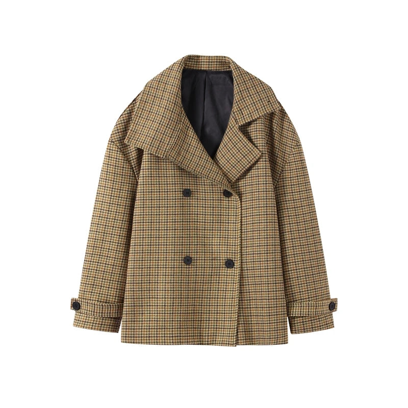 Houndstooth Cropped Overcoat