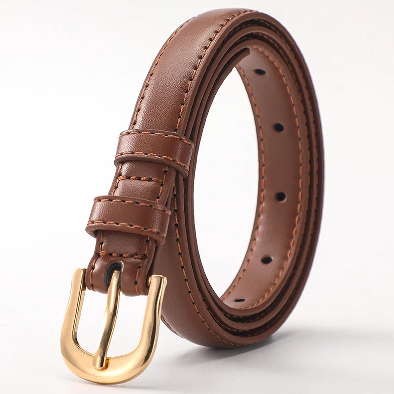 Goldbar Leather Skinny Belt