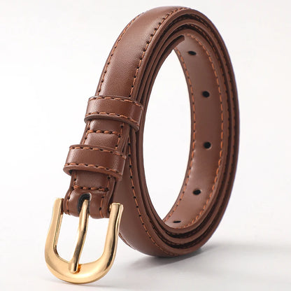 Goldbar Leather Skinny Belt