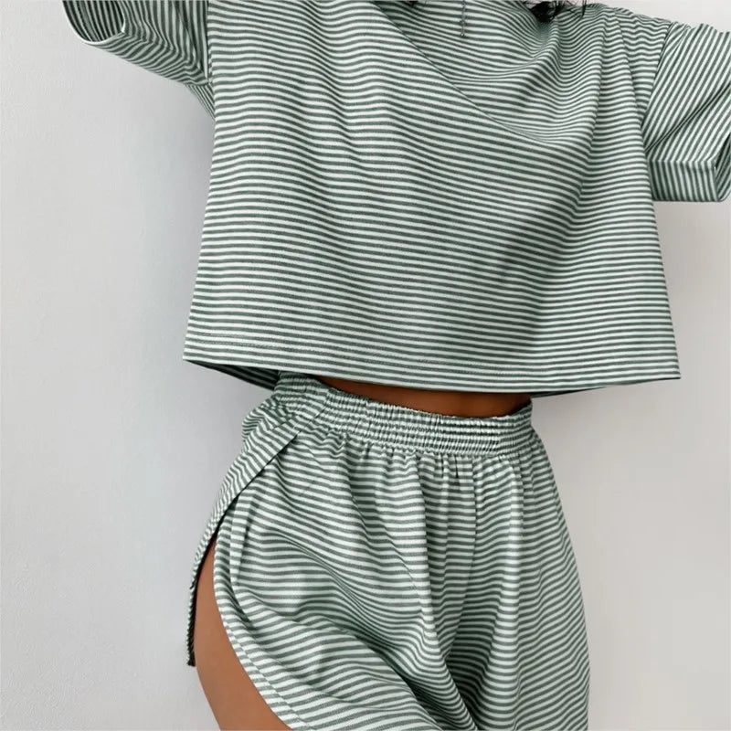 Striped Ribbed Lounge Set