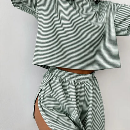 Striped Ribbed Lounge Set