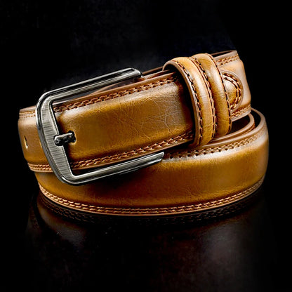 Burnished Leather Pin Belt
