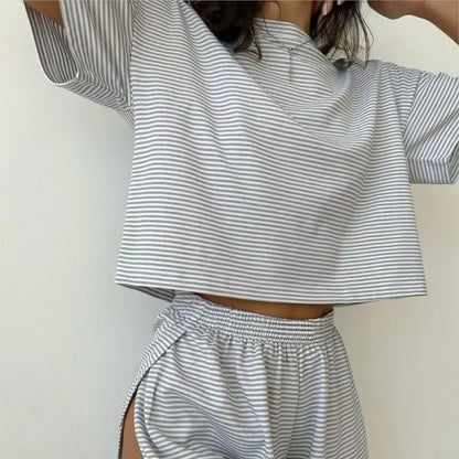Striped Ribbed Lounge Set