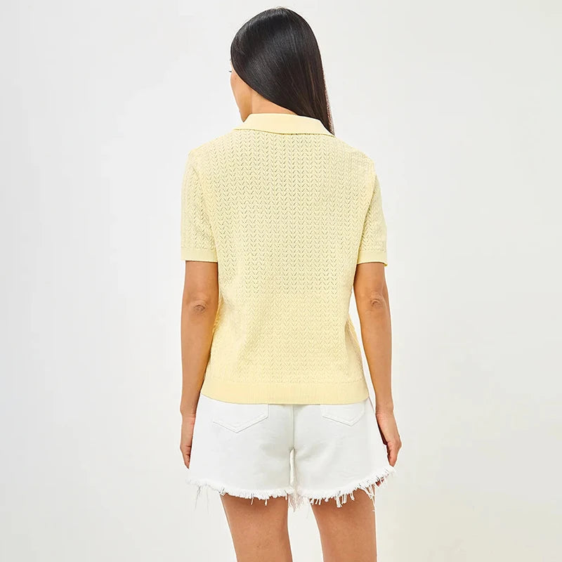 Pointelle Knit Polo