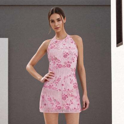 Bloom Beaded Halter Dress