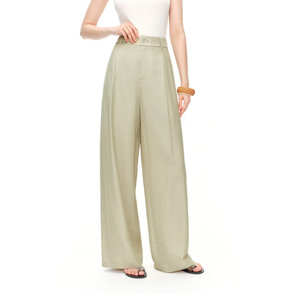Wide-Leg Pleated Trousers