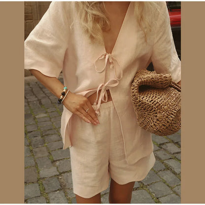 Linen Tie-Front Set