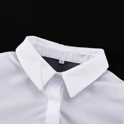 Sheer Panel Cropped Shirt