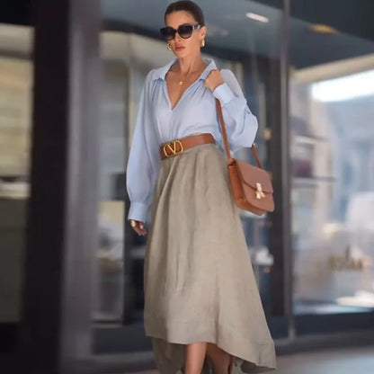 High-Low Linen Midi
