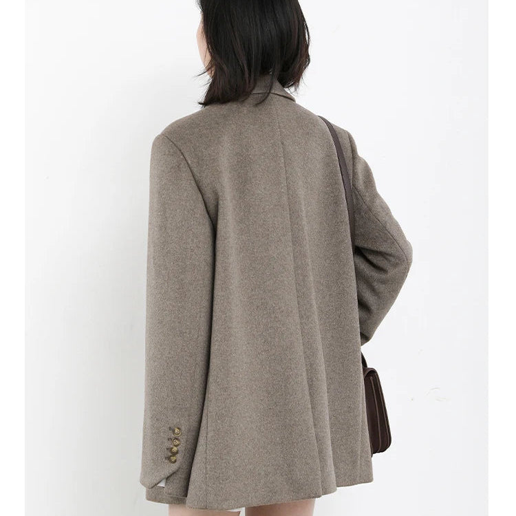 Wool-Blend Double-Breasted Blazer Coat