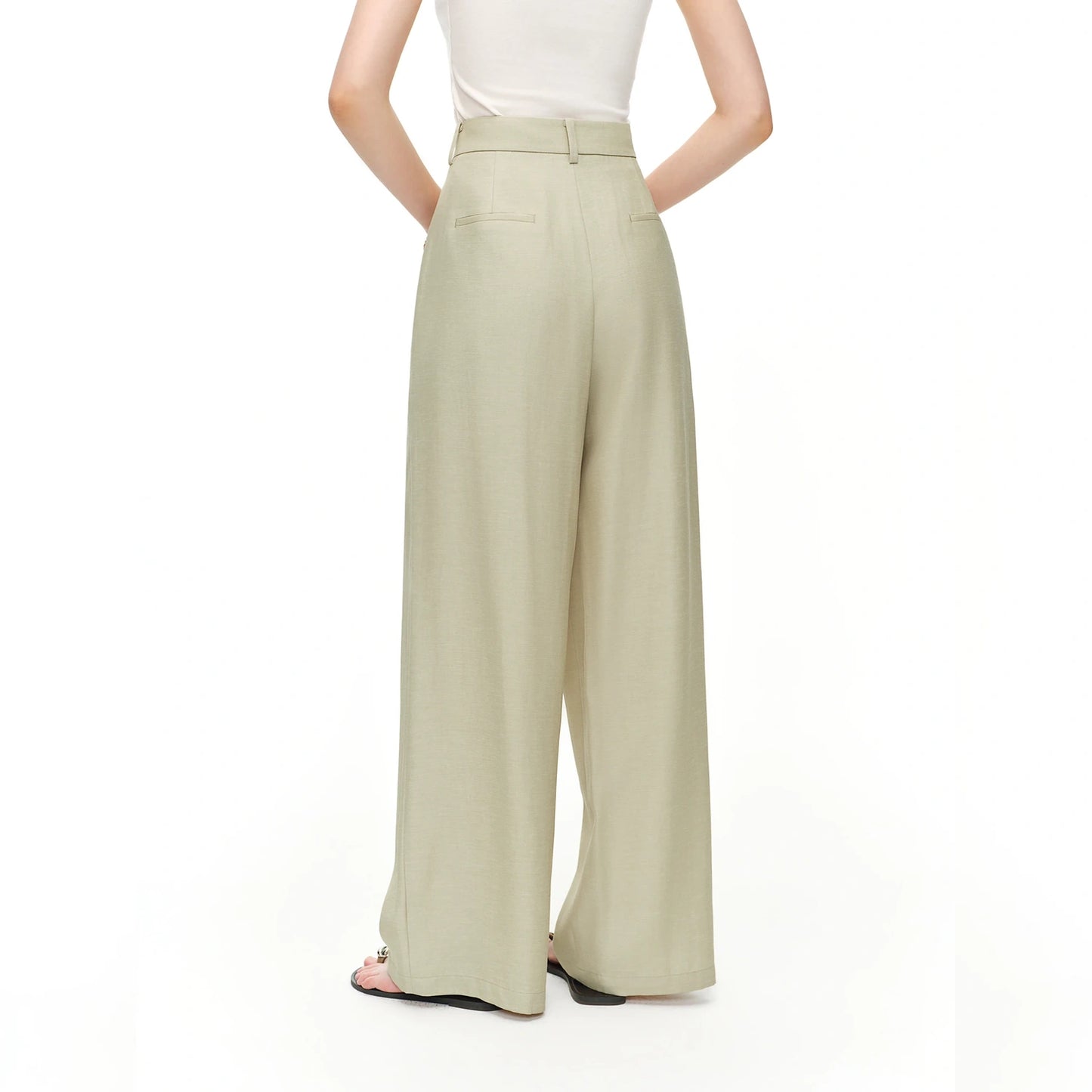 Wide-Leg Pleated Trousers