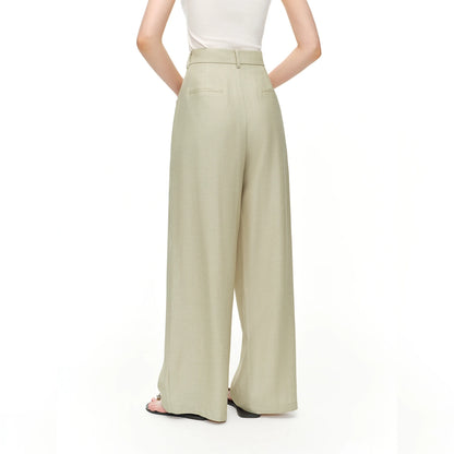 Wide-Leg Pleated Trousers