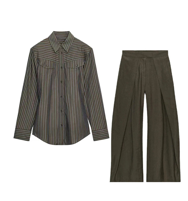 Striped Shirt & Barrel Trouser Set