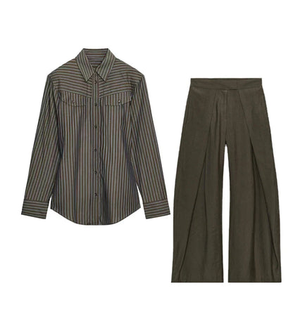 Striped Shirt & Barrel Trouser Set