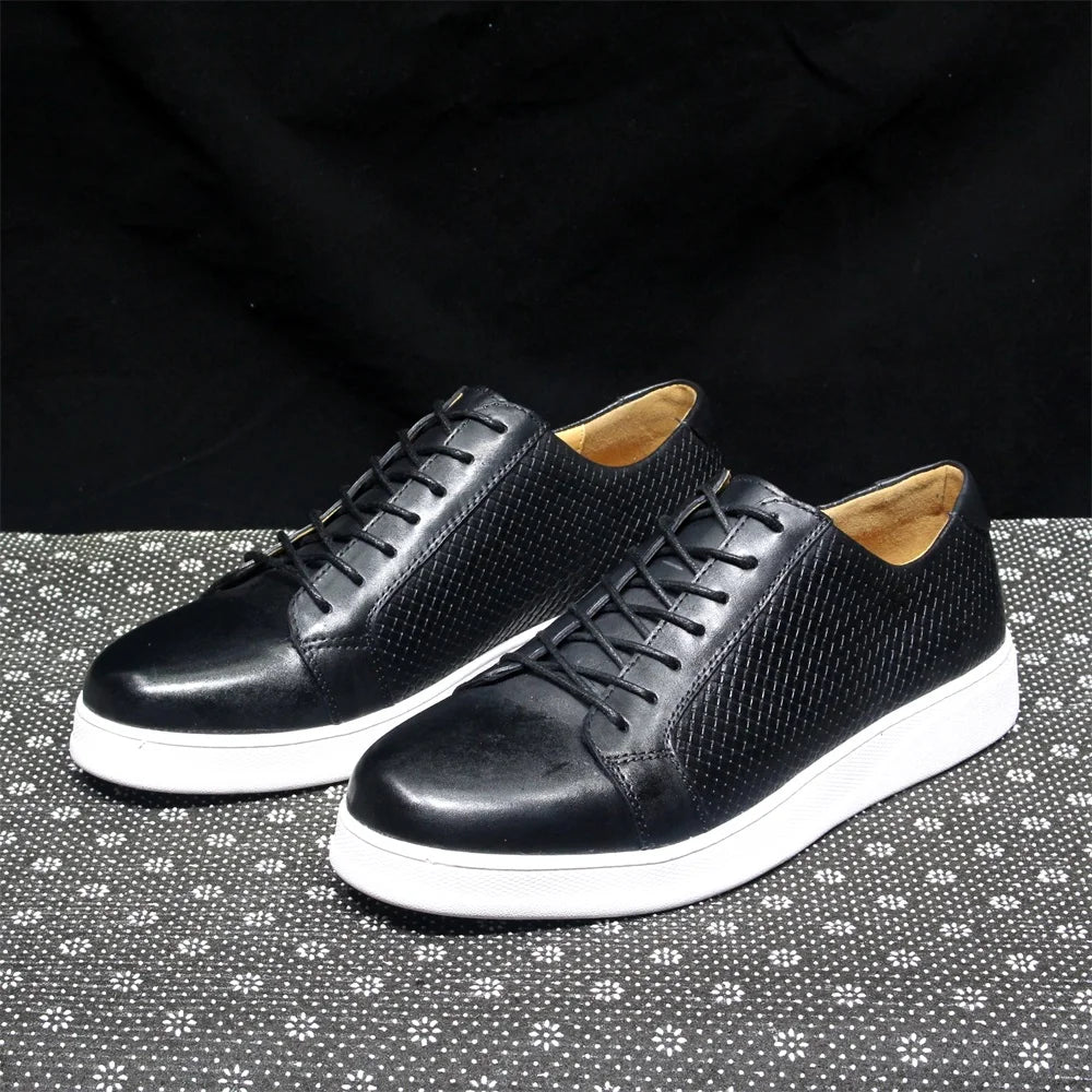 Woven Cap Leather Sneaker