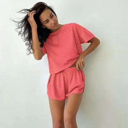 Striped Ribbed Lounge Set