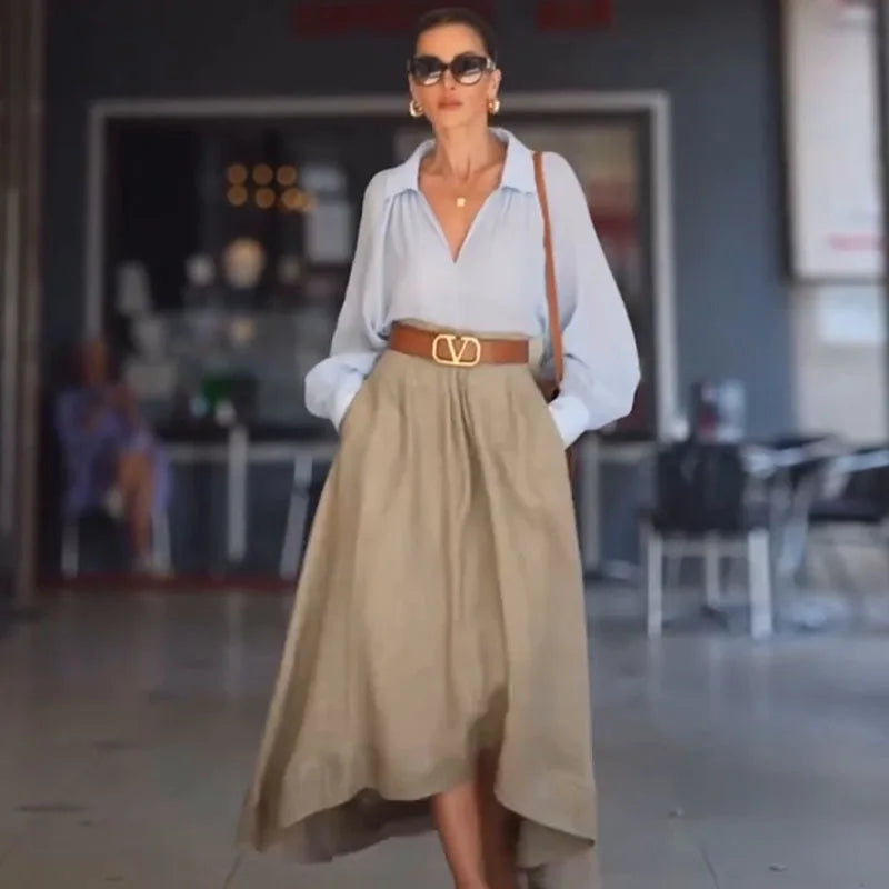 High-Low Linen Midi