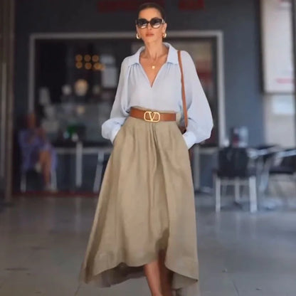 High-Low Linen Midi