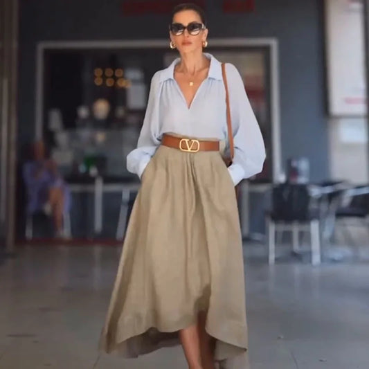 High-Low Linen Midi